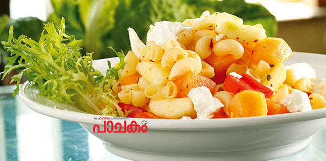 Pasta-salad-with-melon-and-feta-cheese