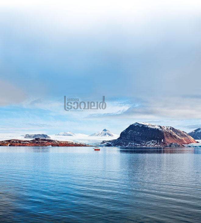 Glacier and mountains in Svalbard islands, Norway