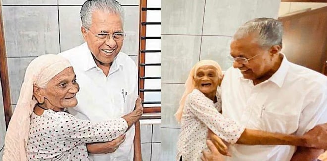 ‘മോനെ കണ്ടിട്ട് എത്ര നാളായി, ഒന്ന് കെട്ടിപ്പിടിക്കട്ടേ...’; പിണറായിയെ ചേര്‍ത്തുപിടിച്ച് അലിയുമ്മ, വൈറൽ ചിത്രം