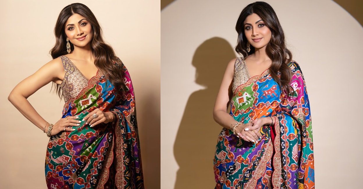 shilpa-shetty-in-multi-colour-saree