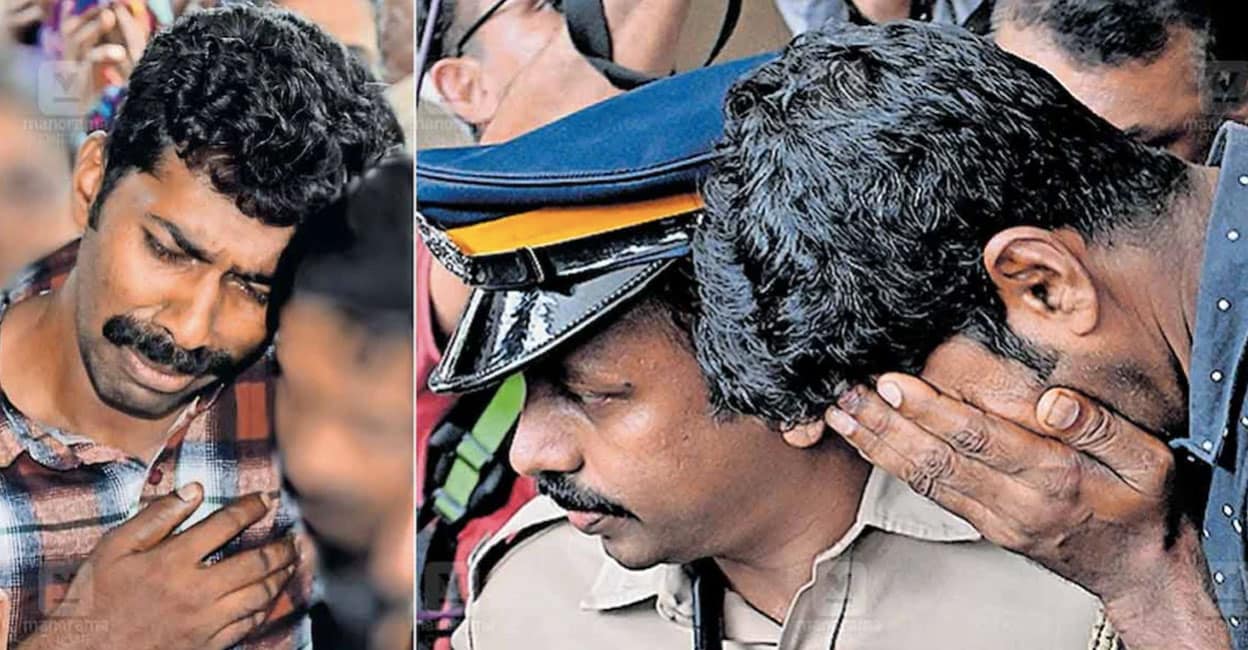 1) നാലു വയസുകാരിയെ പീഡിപ്പിച്ചെന്ന കേസിൽ പിടിയിലായ സുഹാഷ് കഴിഞ്ഞ ദിവസം കുട്ടിയുടെ സംസ്കാരച്ചടങ്ങിൽ ദുഃഖം നടിച്ച് പങ്കെടുത്തപ്പോൾ. 2) മറ്റക്കുഴിയിൽ മൂന്നര വയസ്സുകാരിയെ പീഡിപ്പിച്ചതിന് അറസ്റ്റിലായ പിതാവിന്റെ ബന്ധുവിനെ പൊലീസ് വൈദ്യപരിശോധനക്കായി കൊണ്ടു പോകുമ്പോൾ പ്രതി കൈകളുപയോഗിച്ച് മുഖം മറയ്ക്കുന്നു