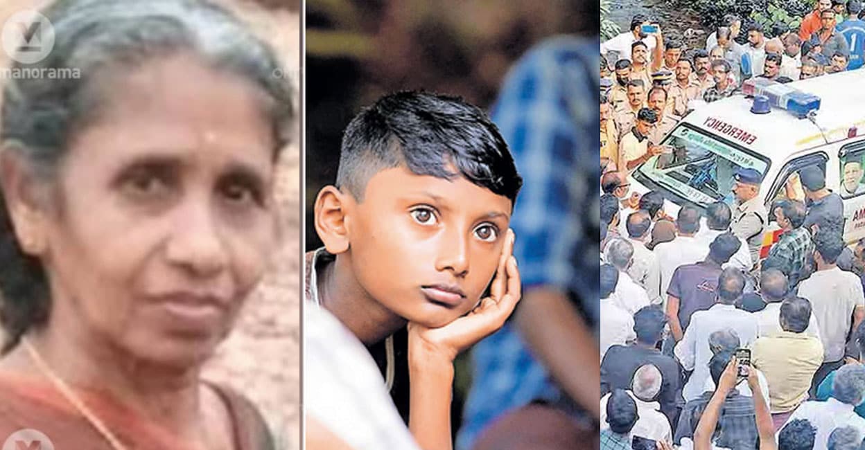 kalyani-54 കല്യാണി (ഇടത്ത്, )പേരക്കുട്ടി അഭിൻ കൃഷ്ണ എടവണ്ണ കിഴക്കേ ചാത്തല്ലൂരിലെ വീട്ടിൽ മഞ്ചേരി മെഡിക്കൽ കോളജിൽനിന്ന് മൃതദേഹം കൊണ്ടുവരുന്നതും കാത്തിരിക്കുന്നു. അഭിൻ കൃഷ്ണയെ കൂട്ടി ക്കൊണ്ടുവരാനായി പോകുന്നതിനിടെയാണ് കല്യാണി കാട്ടാനയുടെ ആക്രമണത്തിനിരയാകുന്നത്. ചിത്രം: മനോരമ